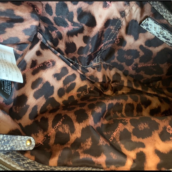 EUC B. Makowsky Snakeskin Leather Satchel Handbag - Picture 3 of 10